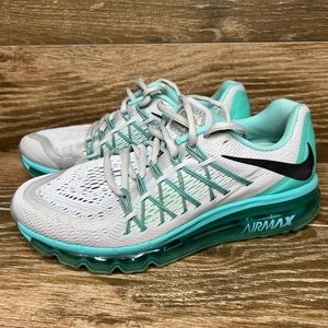 Nike Womens Air Max 2015 698903-007 White Green Running Shoes Lace Up Size 8.5.